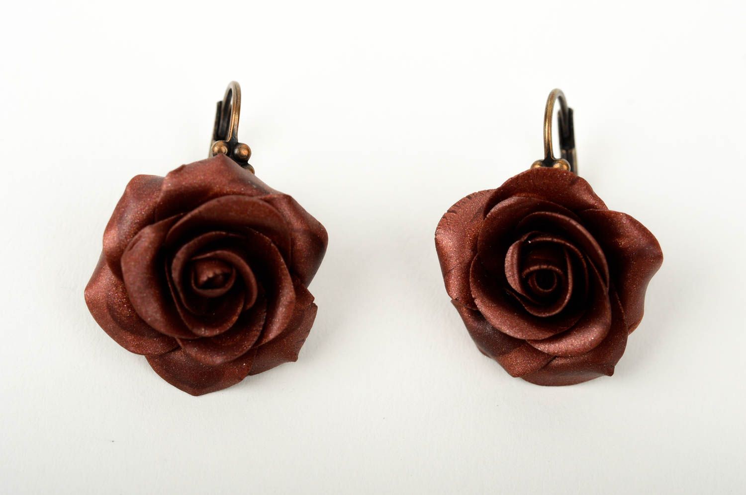 Plastic rose earrings handmade polymer clay earrings with charms stylish jewelry photo 1