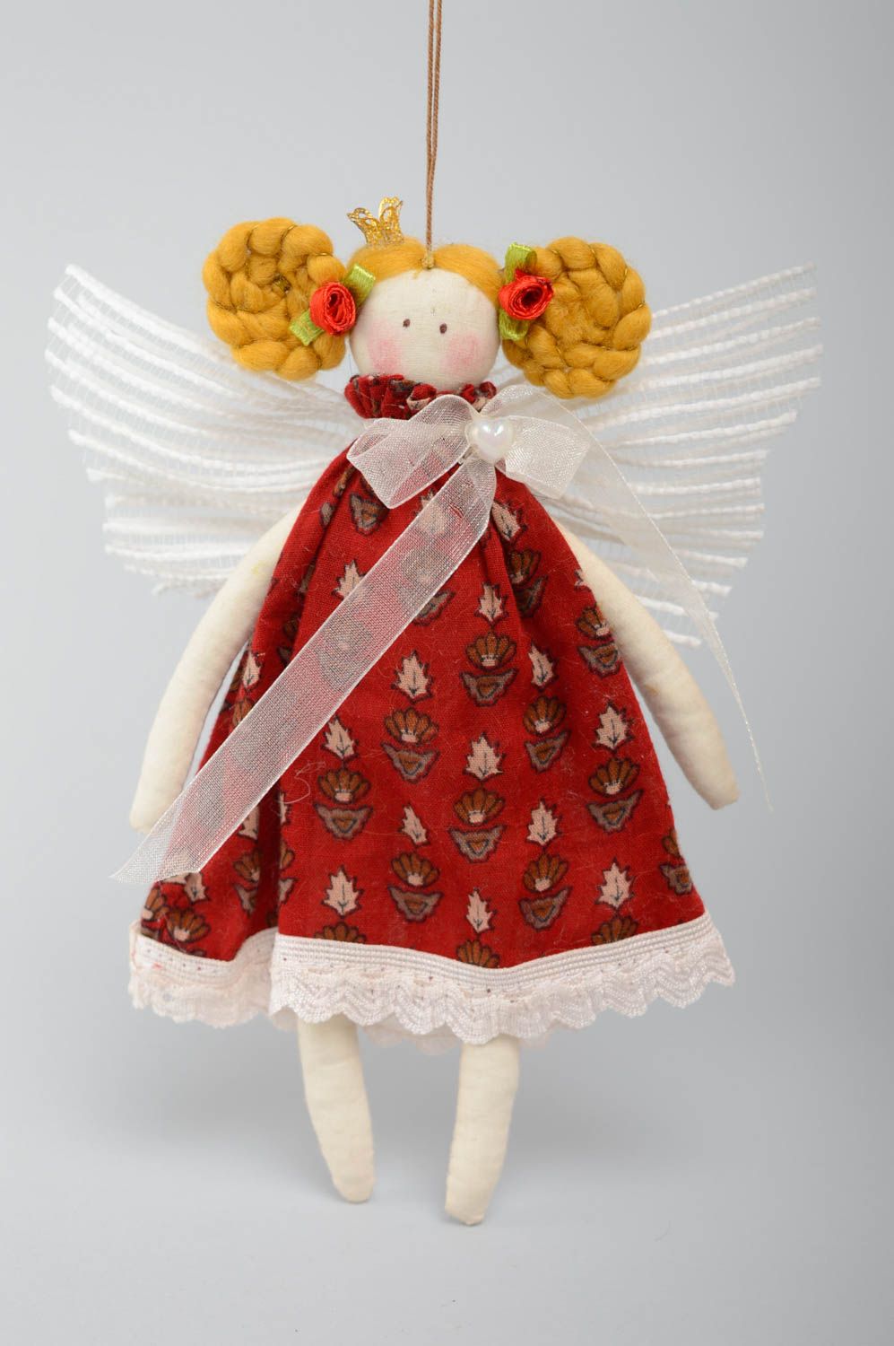 Déco en tissu à suspendre en forme d'ange en coton faite main poupée décorative photo 1