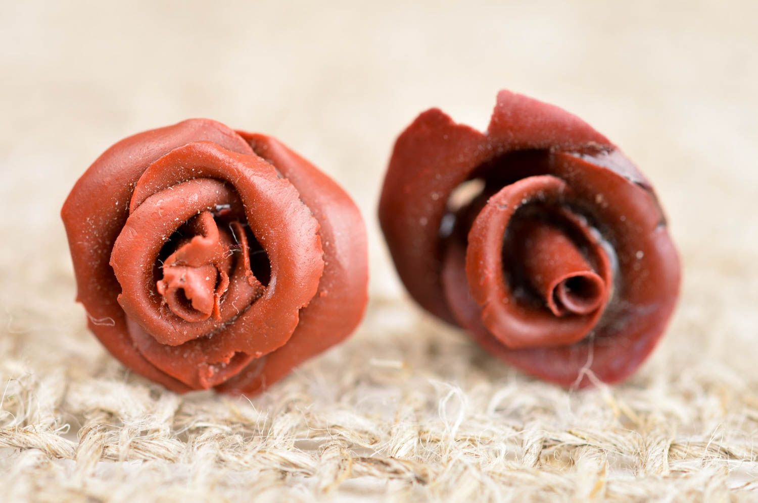 Handmade flower earrings designer stud accessory brown elegant earrings photo 5