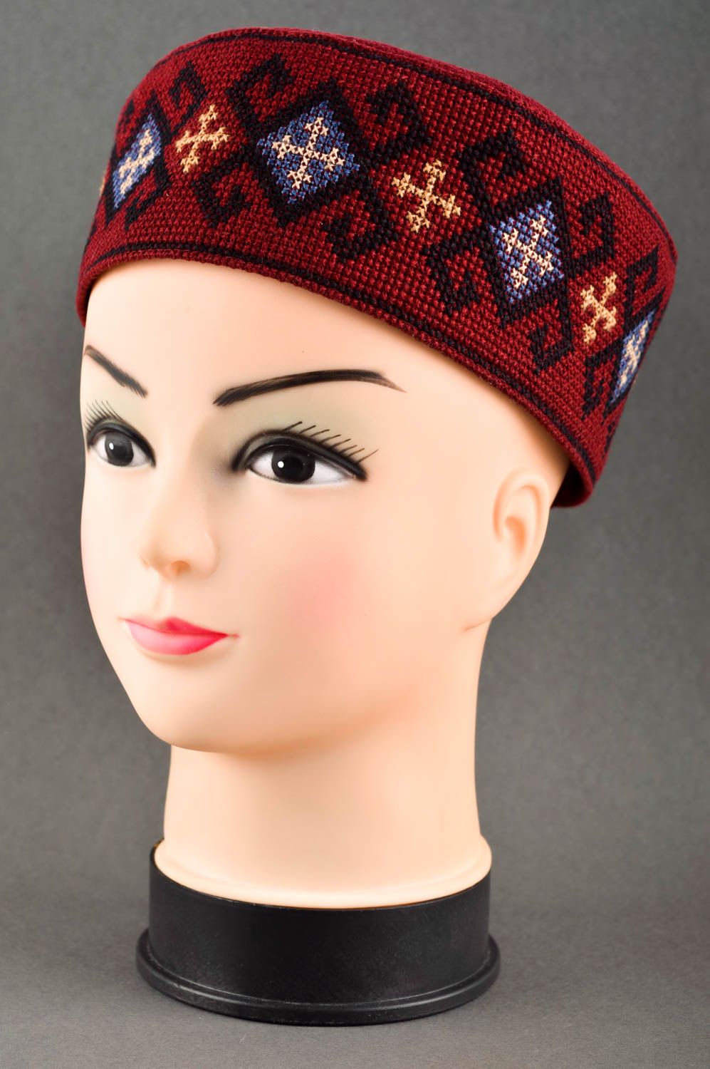 Unusual handmade textile hat headwear for men head accessories for men photo 1