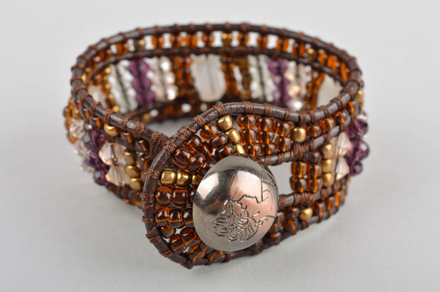 Large Bracelet perles de rocaille fait main design fantaisie Accessoire femme  photo 3