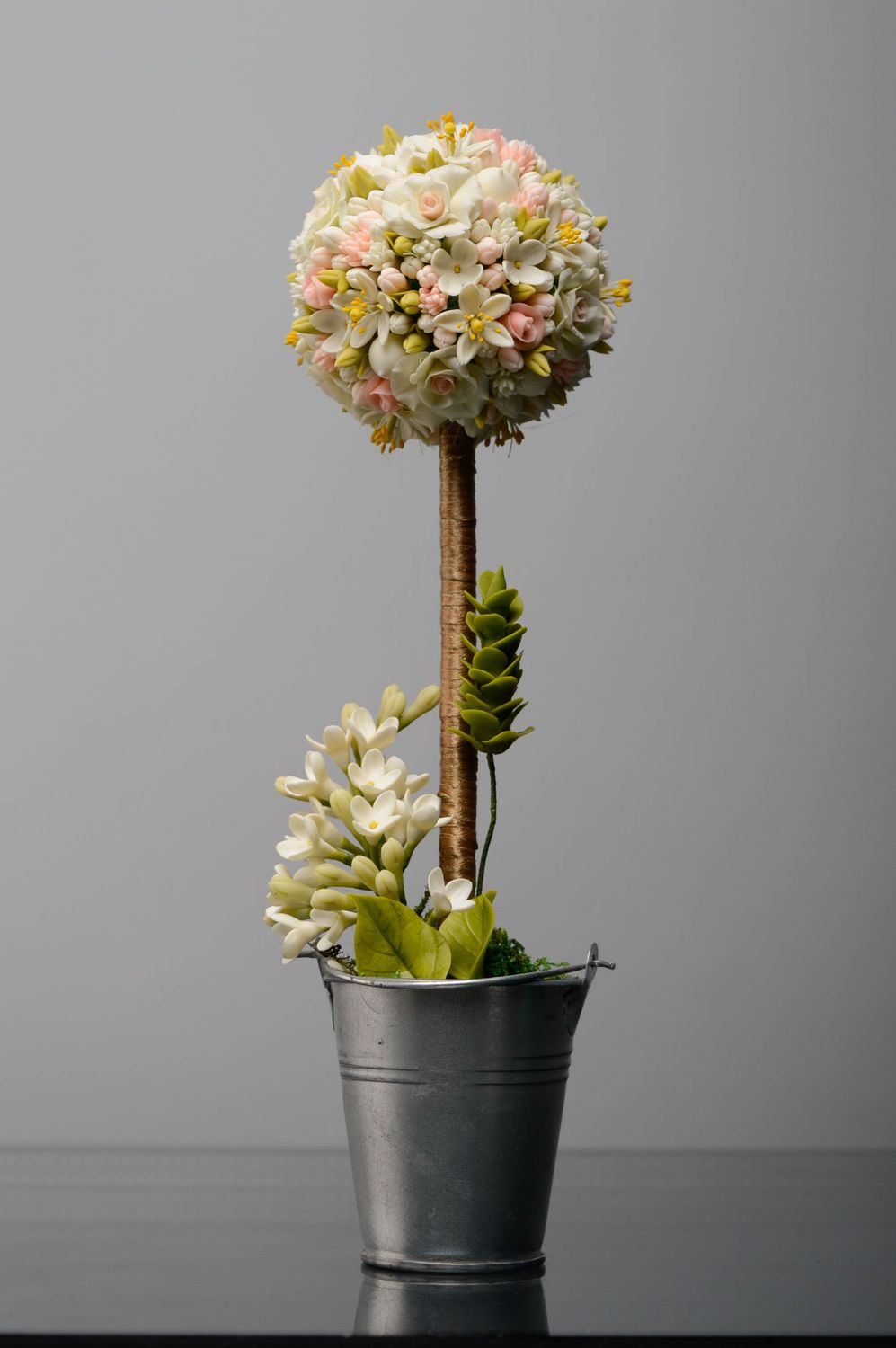 Handmade topiary with flowers photo 1