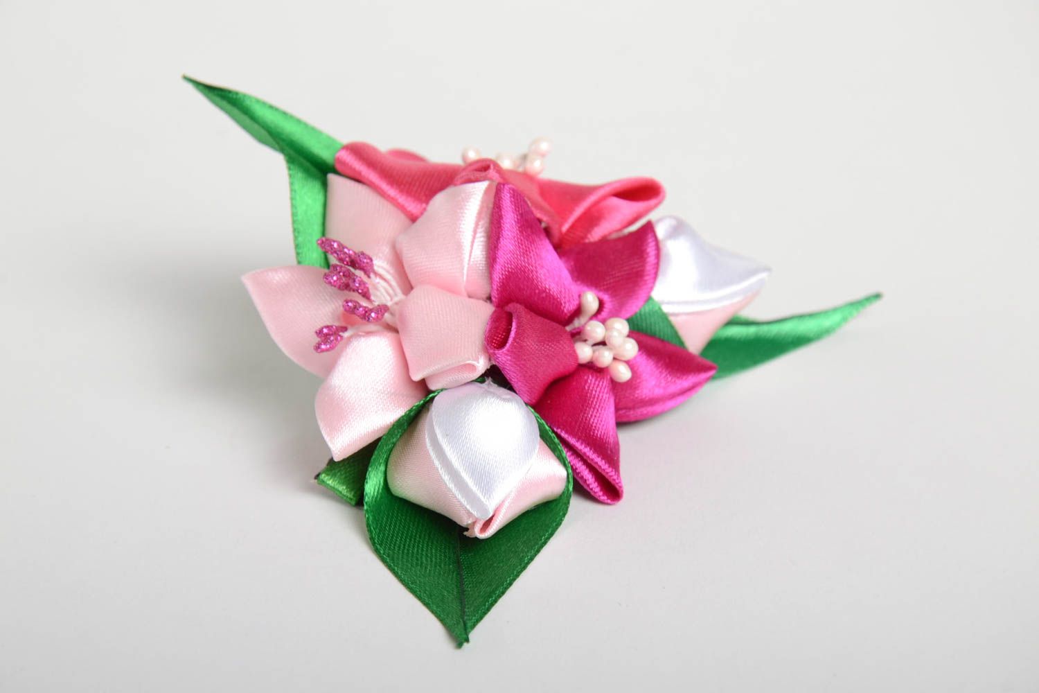 Handmade hair clip kanzashi flower designer hair accessories gifts for her photo 5