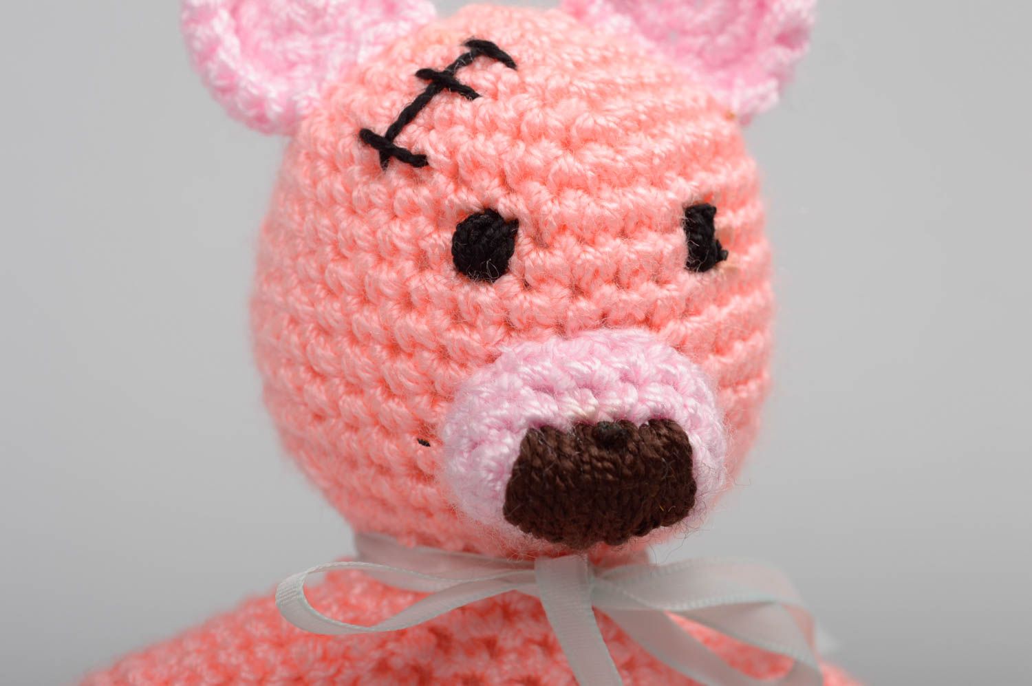 Jouet ourson Peluche faite main Déco maison tricotée au crochet coton cadeau photo 3