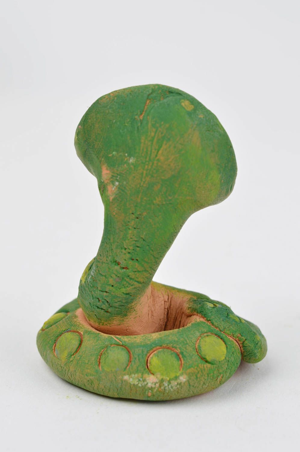 Handmade ceramic snake stylish clay souvenir unusual interior decor toy photo 4