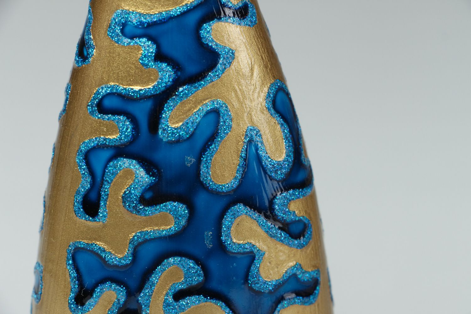 5 oz 5 inches Chinese style ceramic gold&blue flower vase 0,25 lb photo 2