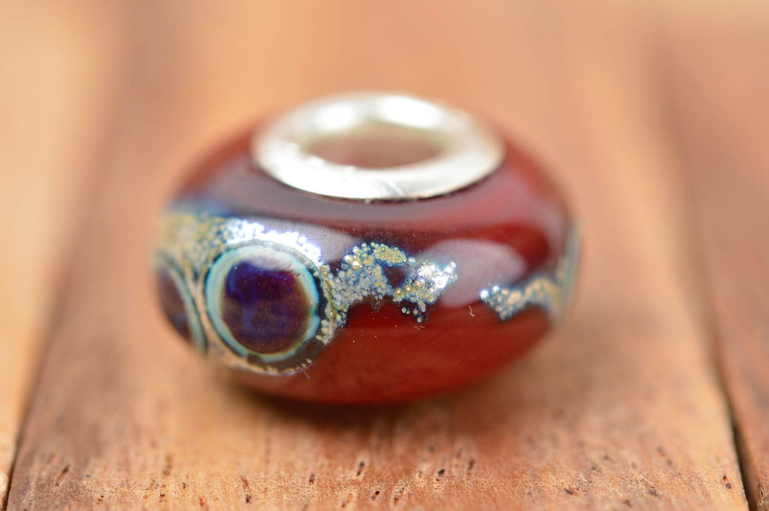 Perle en verre fait main Fourniture pour bijoux bordeaux motifs Loisirs créatifs photo 1