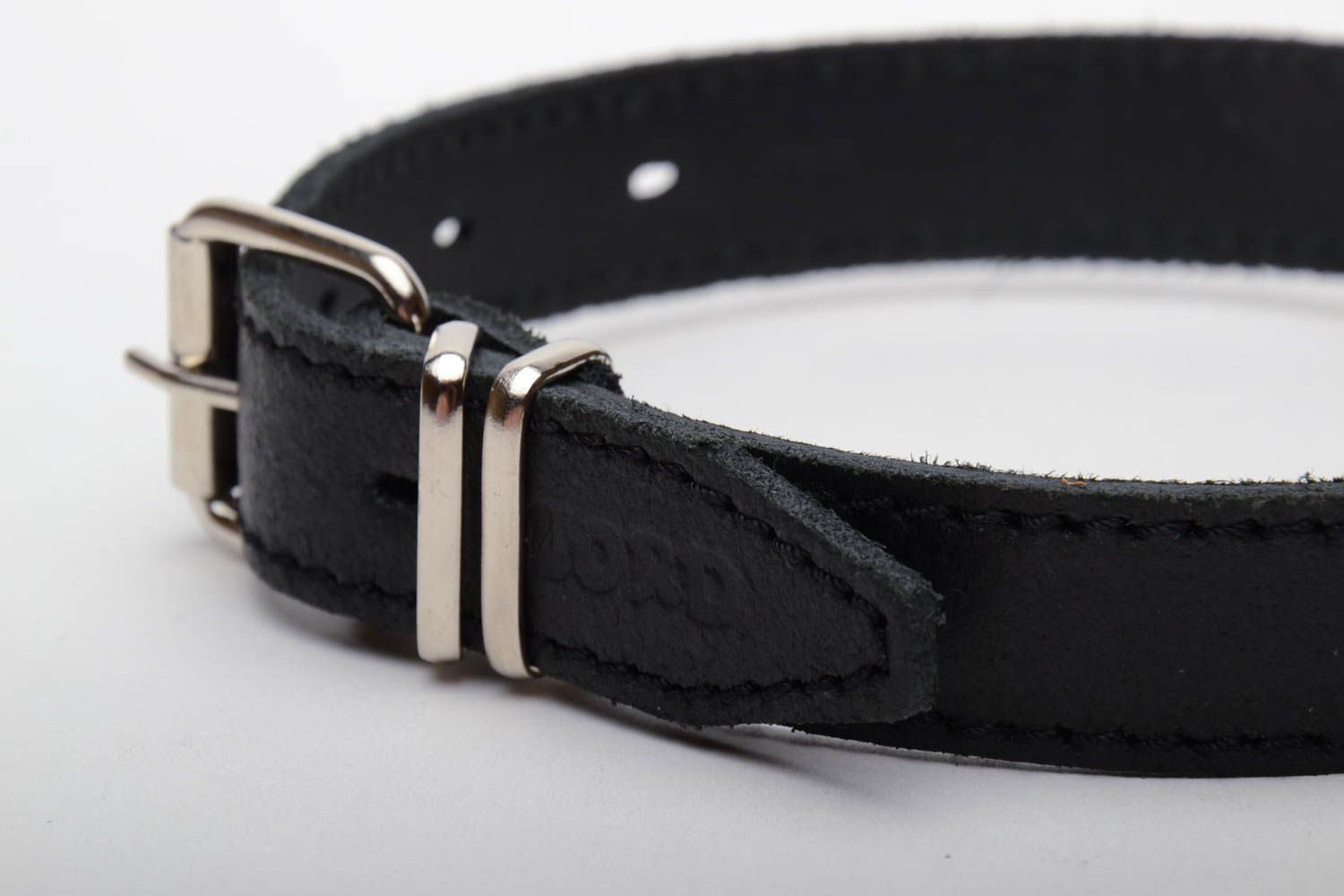 Schwarzes Lederhalsband für Hund Retro foto 3