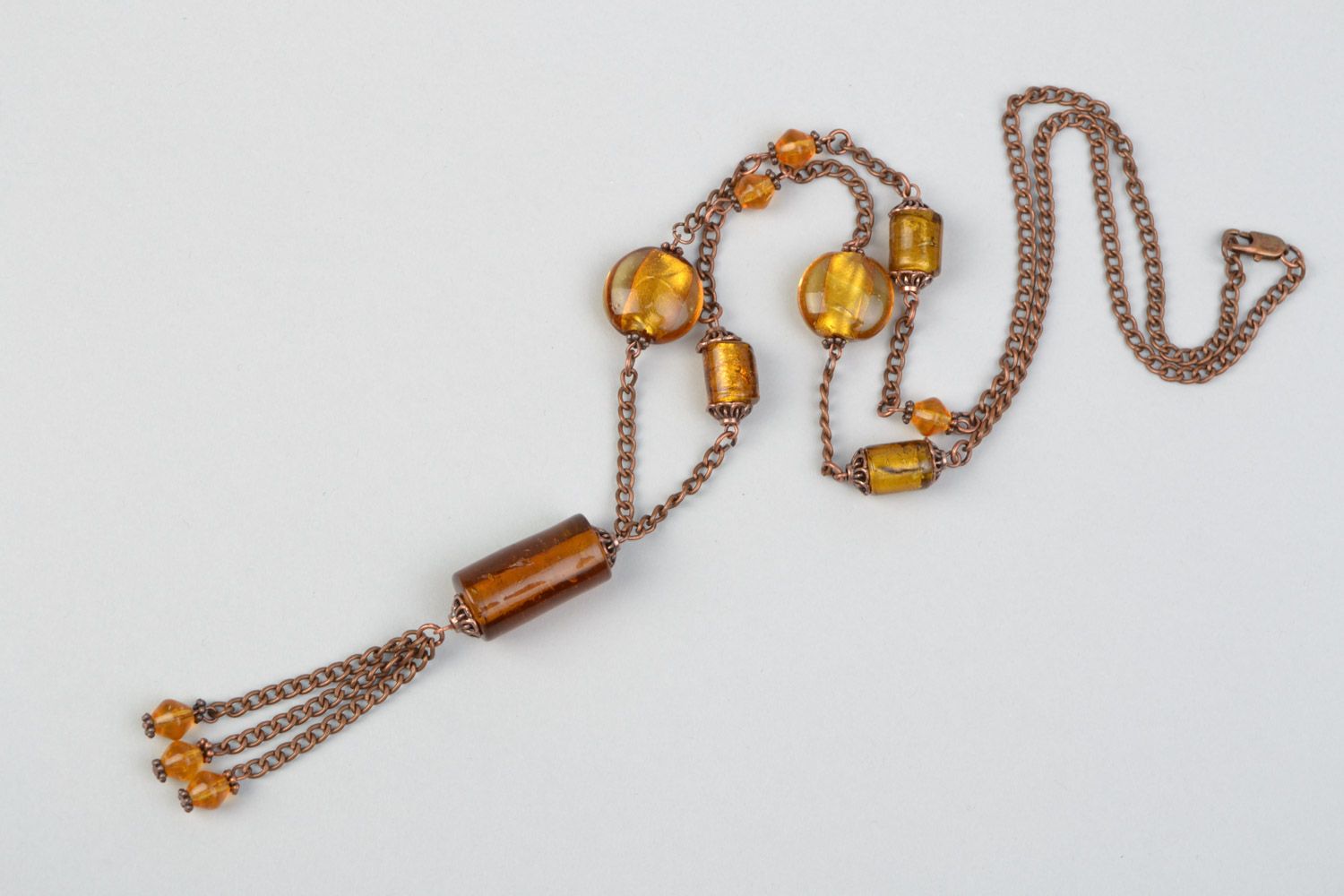 Collier pendentif en verre et métal fait main sur chaînette bijou pour femme photo 3