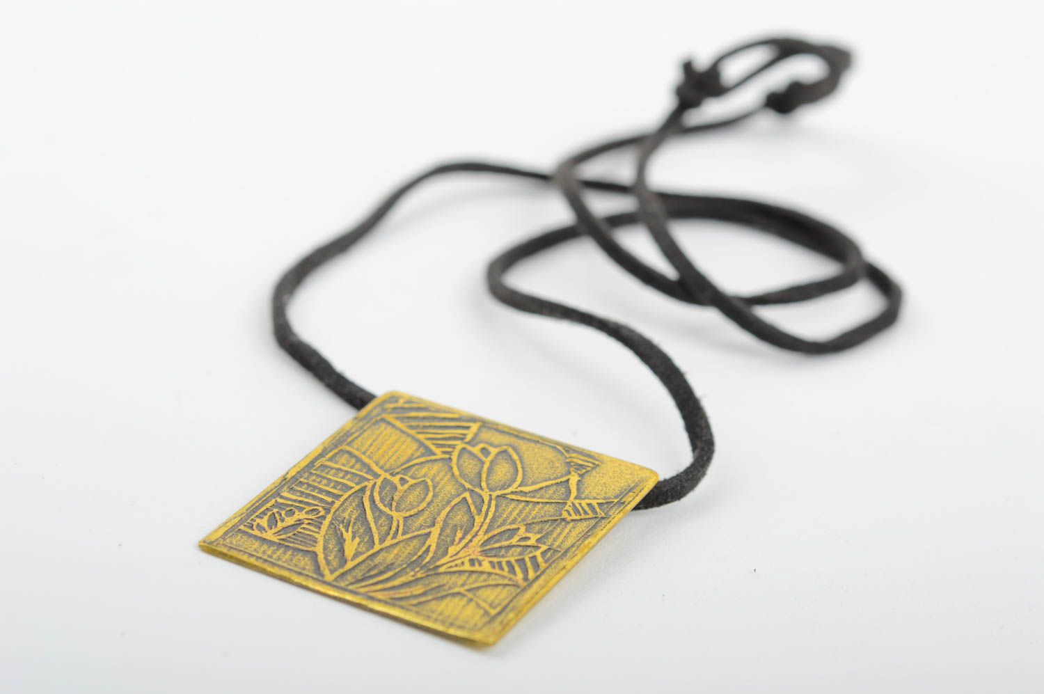Handmade designer accessory elegant brass pendant unusual flower pendant photo 3