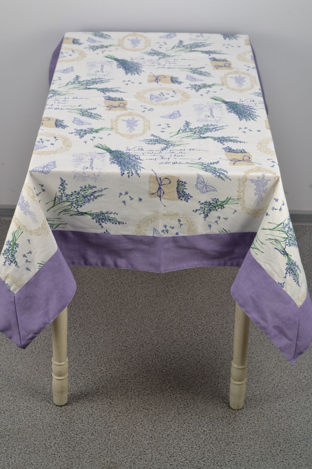 Grande nappe rectangulaire avec impression florale violette faite main photo 3