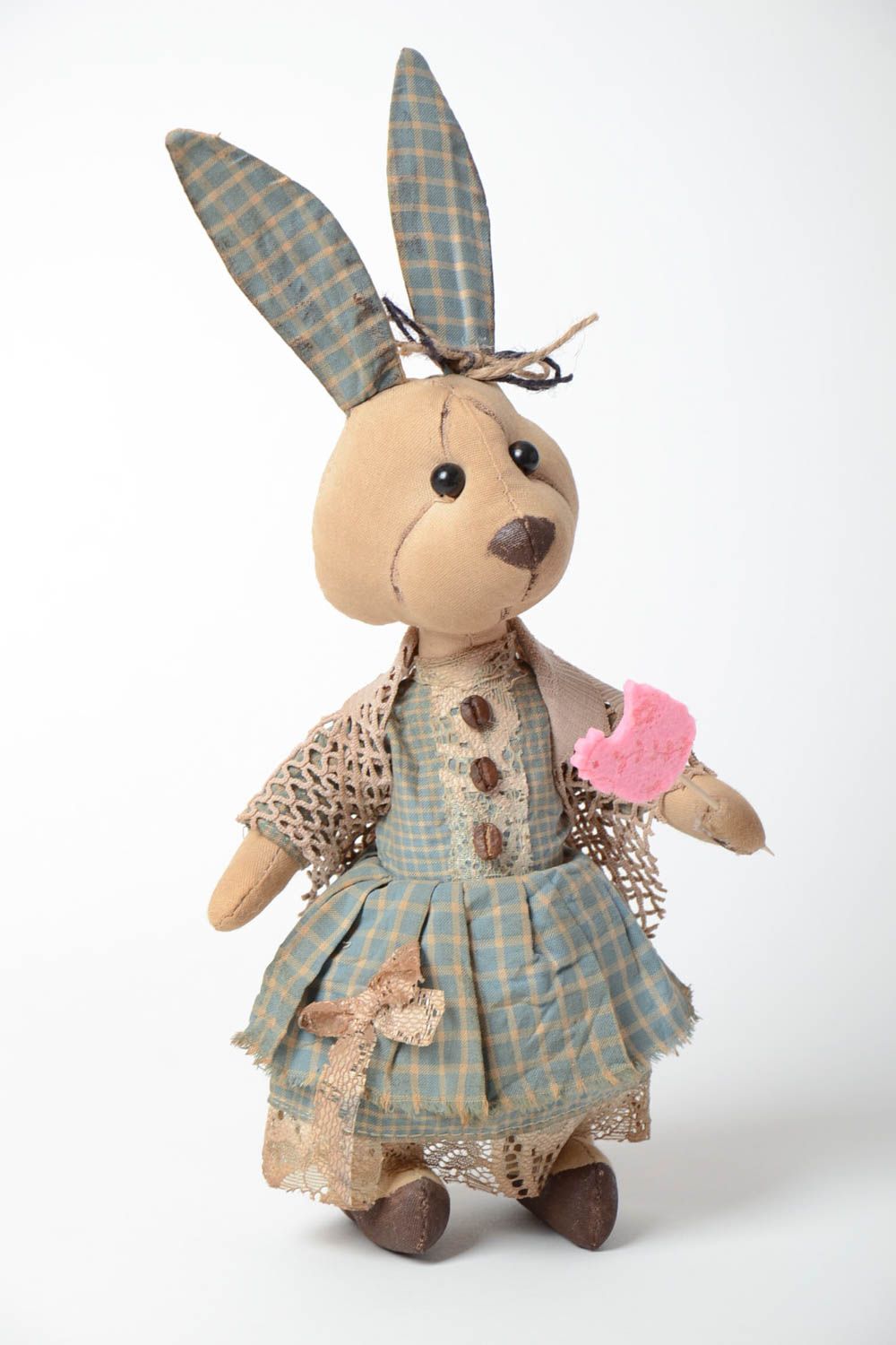 Ароматная игрушка кукла заяц для декора дома с запахом кофе и ванили хенд мейд фото 2