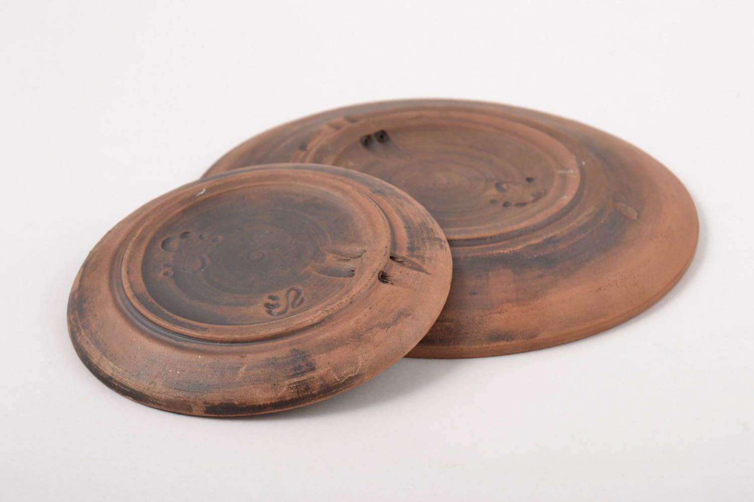Керамическая посуда тарелки ручной работы глиняные тарелки комплект посуды 2 шт фото 3