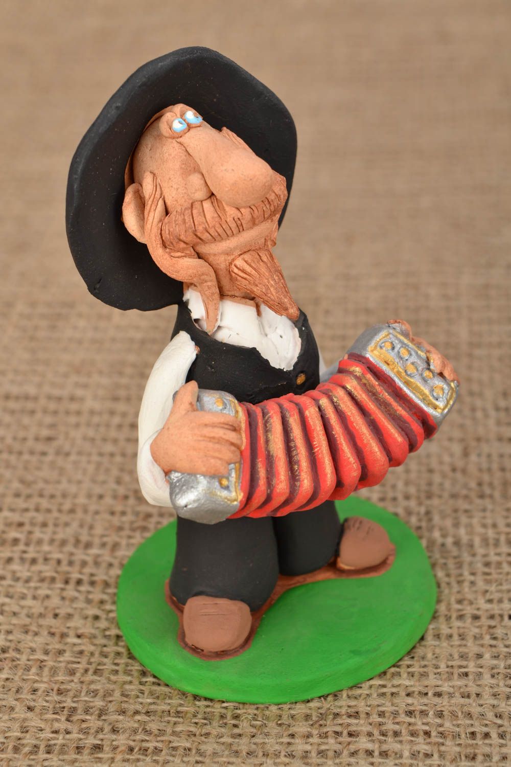 Painted ceramic figurine The Jew with Harmonica photo 1
