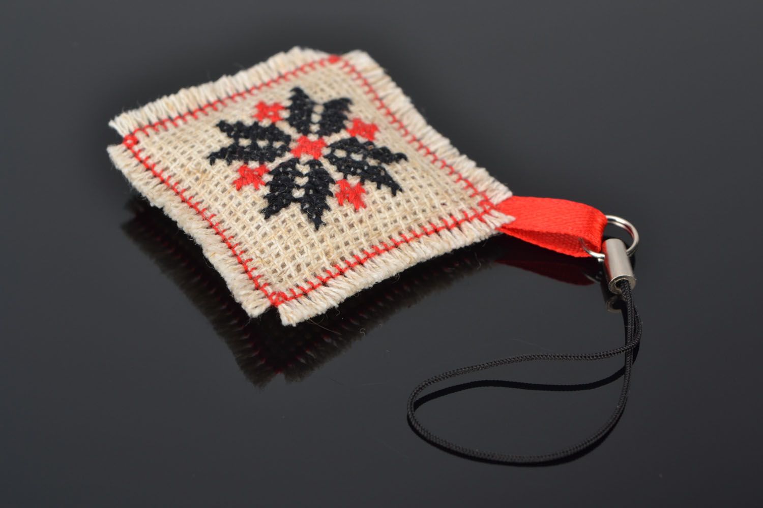 Keychain with cross stitch embroidery photo 1