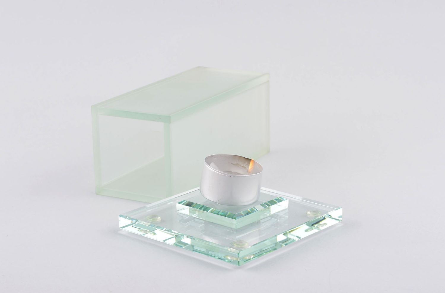 Handmade Teelichthalter aus Glas Kerzenständer aus Glas für Haus Dekor  foto 2