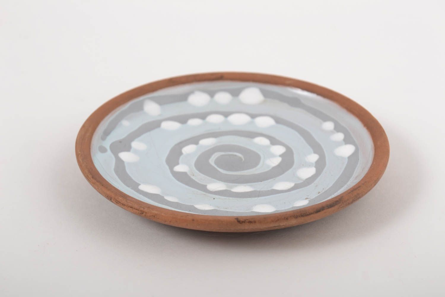 Handmade ceramic dish clay saucer handmade tableware accessory for home  photo 2