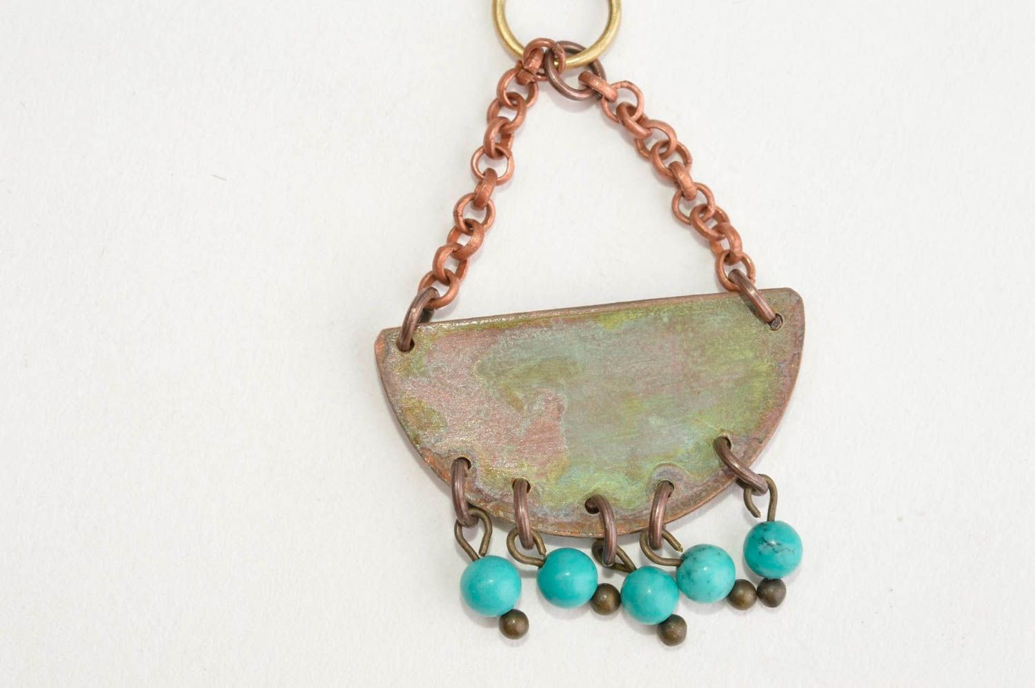 Handmade pendant unusual accessory for girls neck accessory copper jewelry photo 4