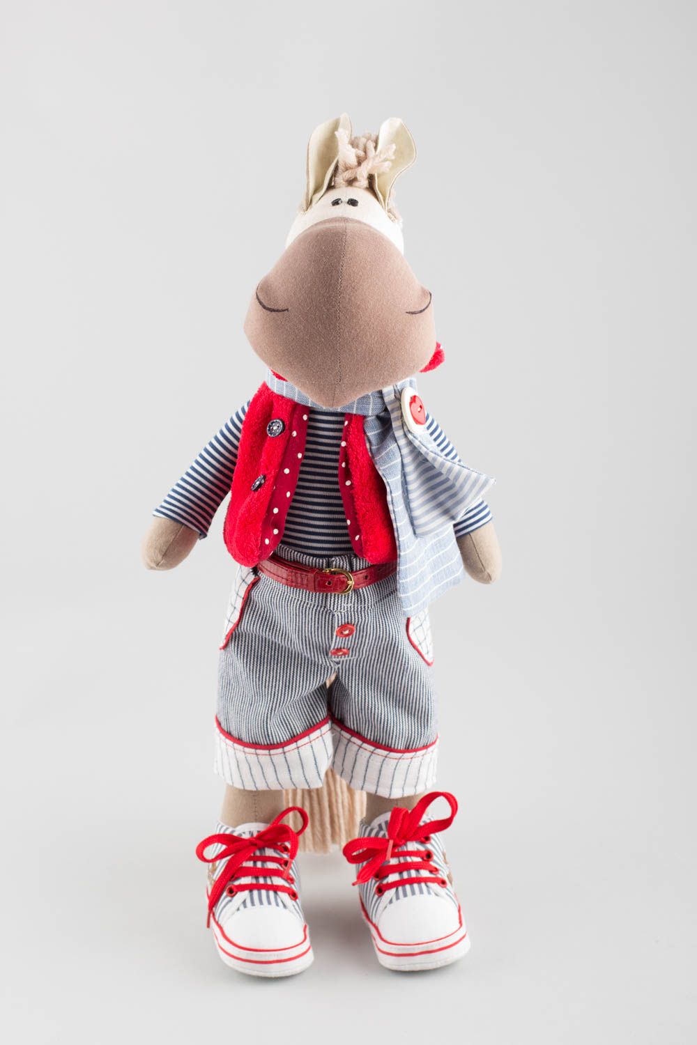 Toy sailor horse made of natural fabric handmade decorative doll for children  photo 2