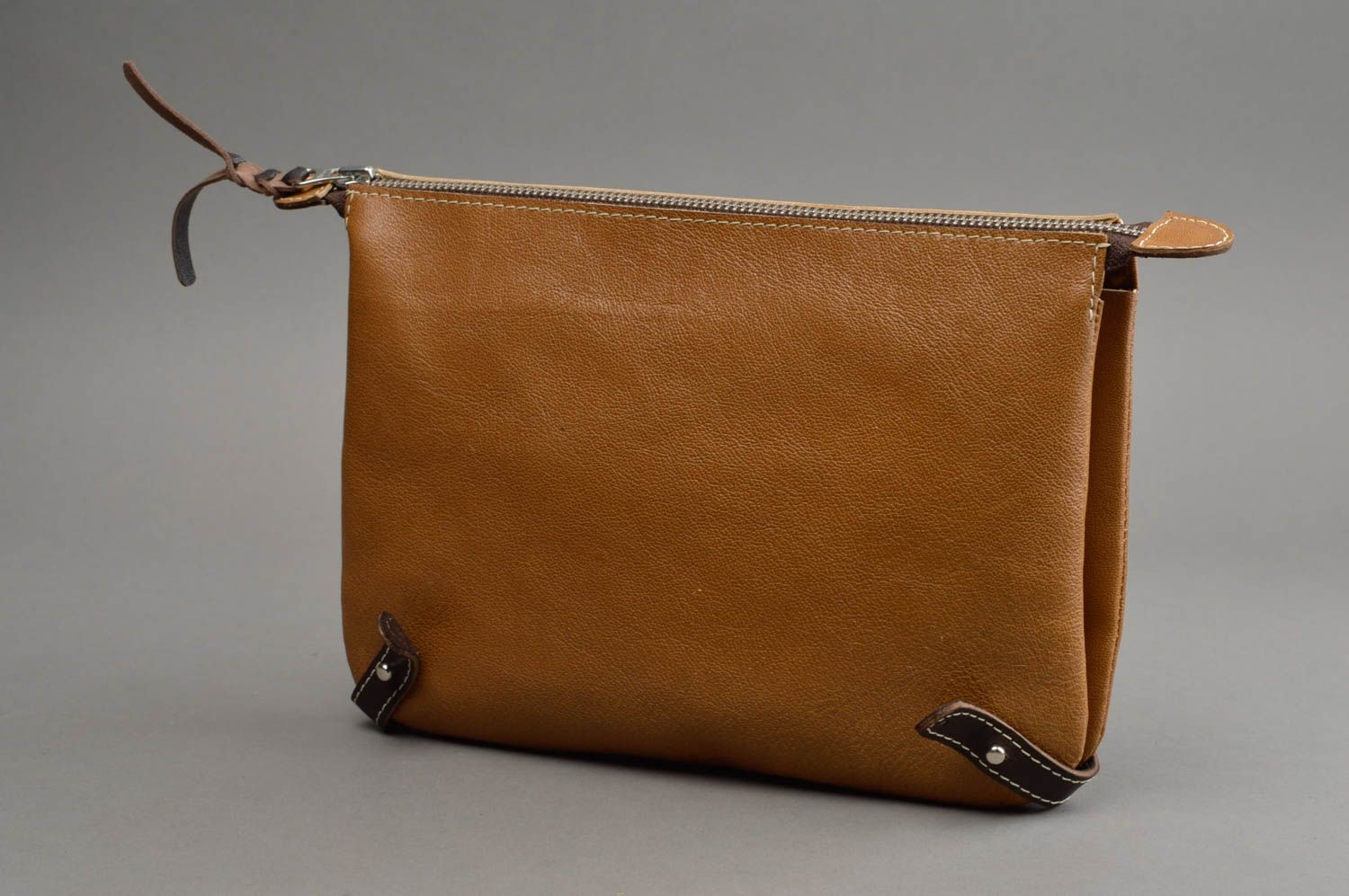 Handmade leather clutch cute bag in casual style beautiful accessories photo 2