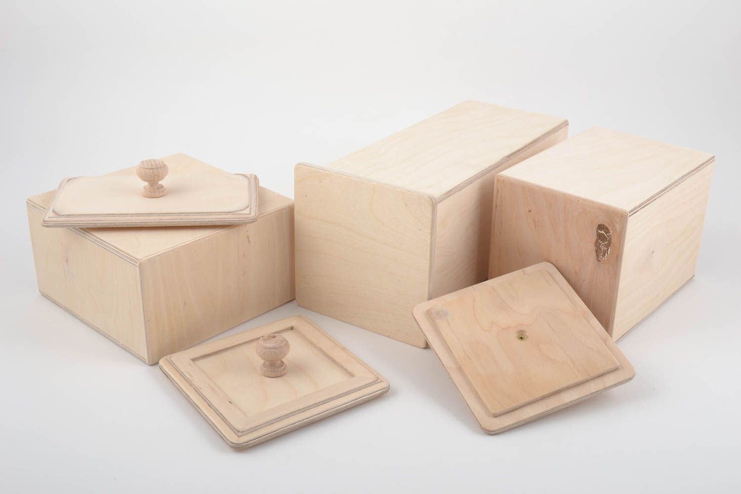 Hohe Schachteln aus Holz Set 3 Stück Rohlinge zum Bemalen oder für Decoupage foto 4