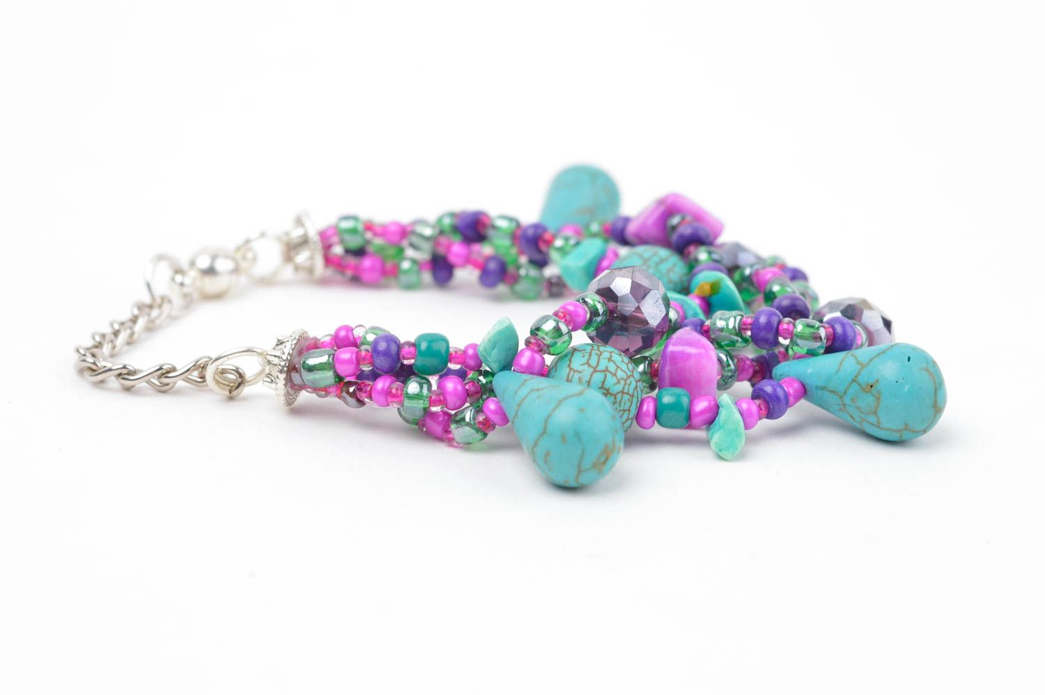 Bracelet multicolore Bijou fait main Accessoire pour femme en perles de rocaille photo 2