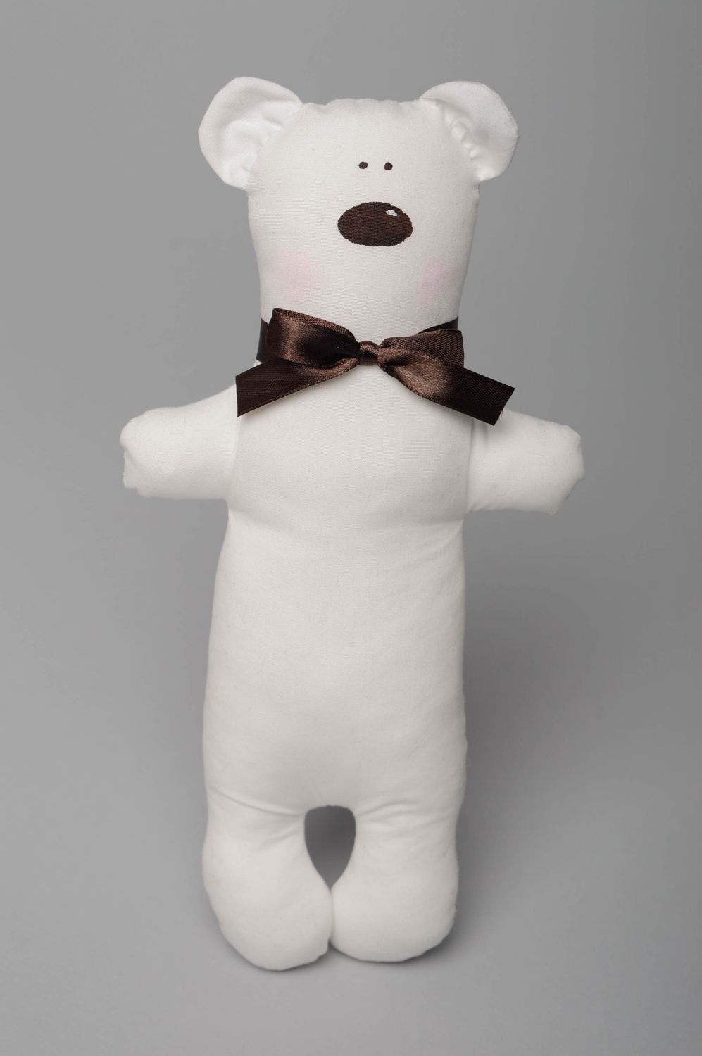 Тканевая мягкая игрушка ручного пошива Белый медведь фото 1