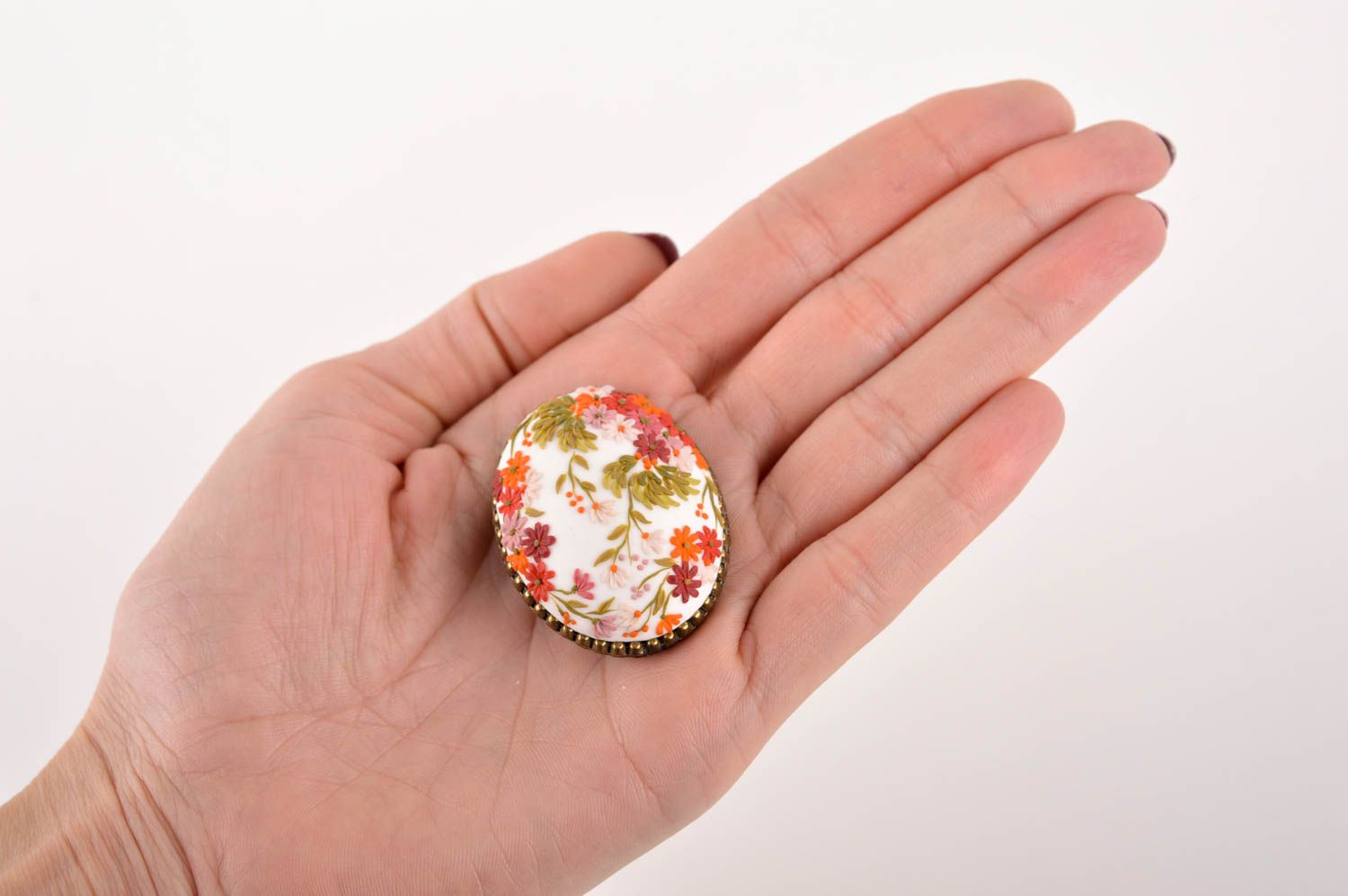 Beautiful handmade floral brooch plastic brooch jewelry  polymer clay ideas photo 5