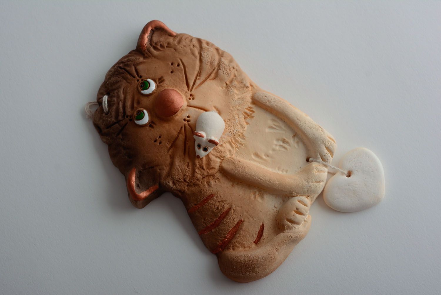 Clay fridge magnet Cat with Mouse photo 1