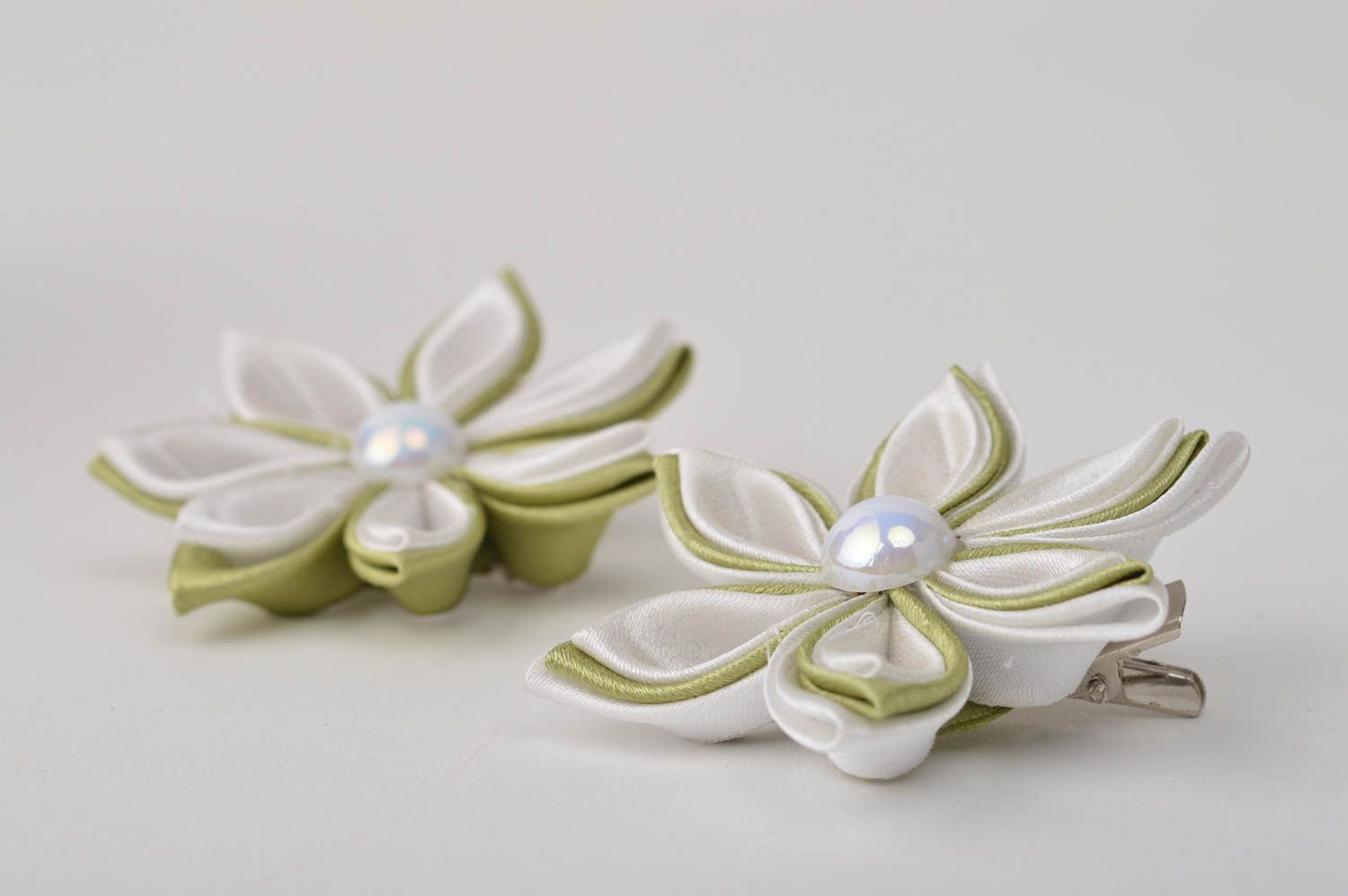 Handmade hair accessories jewelry set kanzashi flowers hair clips gifts for her photo 8