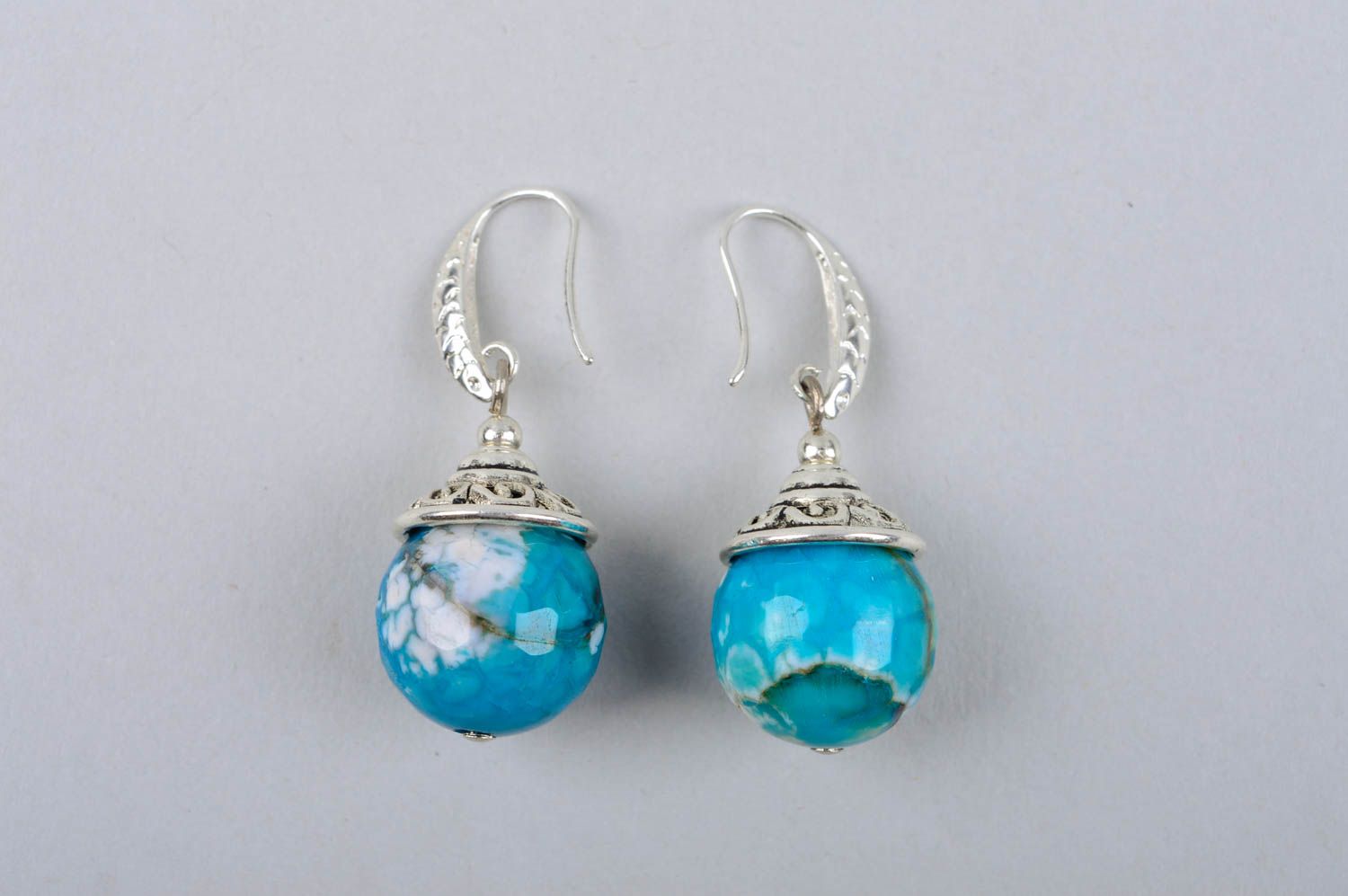 Handmade earrings agate pendant fashion designer accessory woman gift idea photo 3