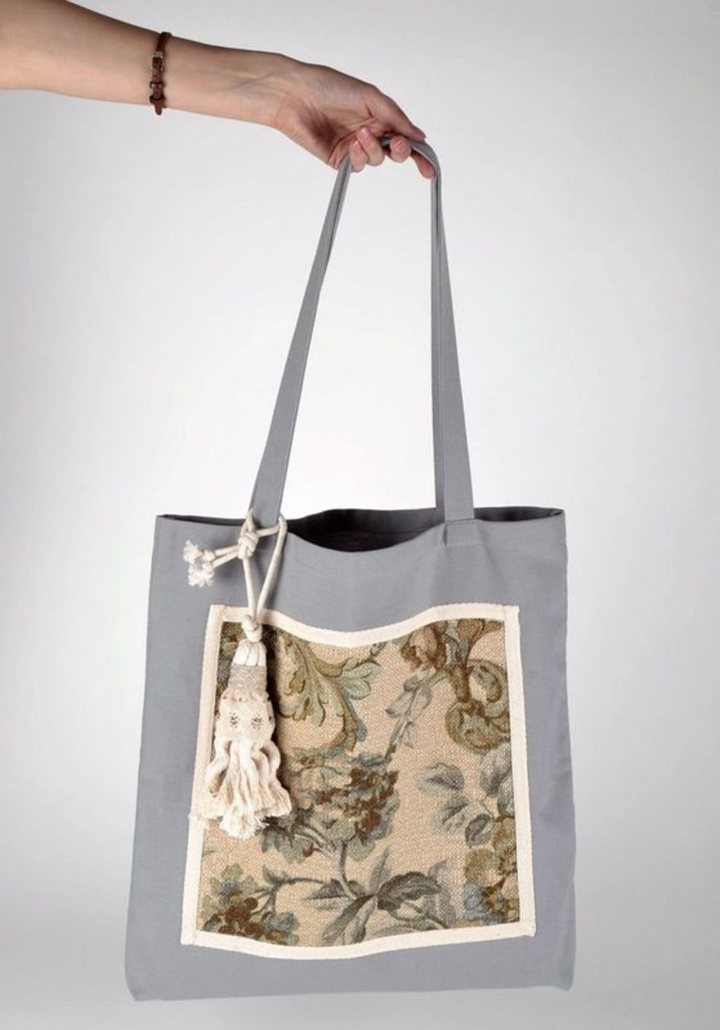 Grand sac de femme gris artisanal  photo 3