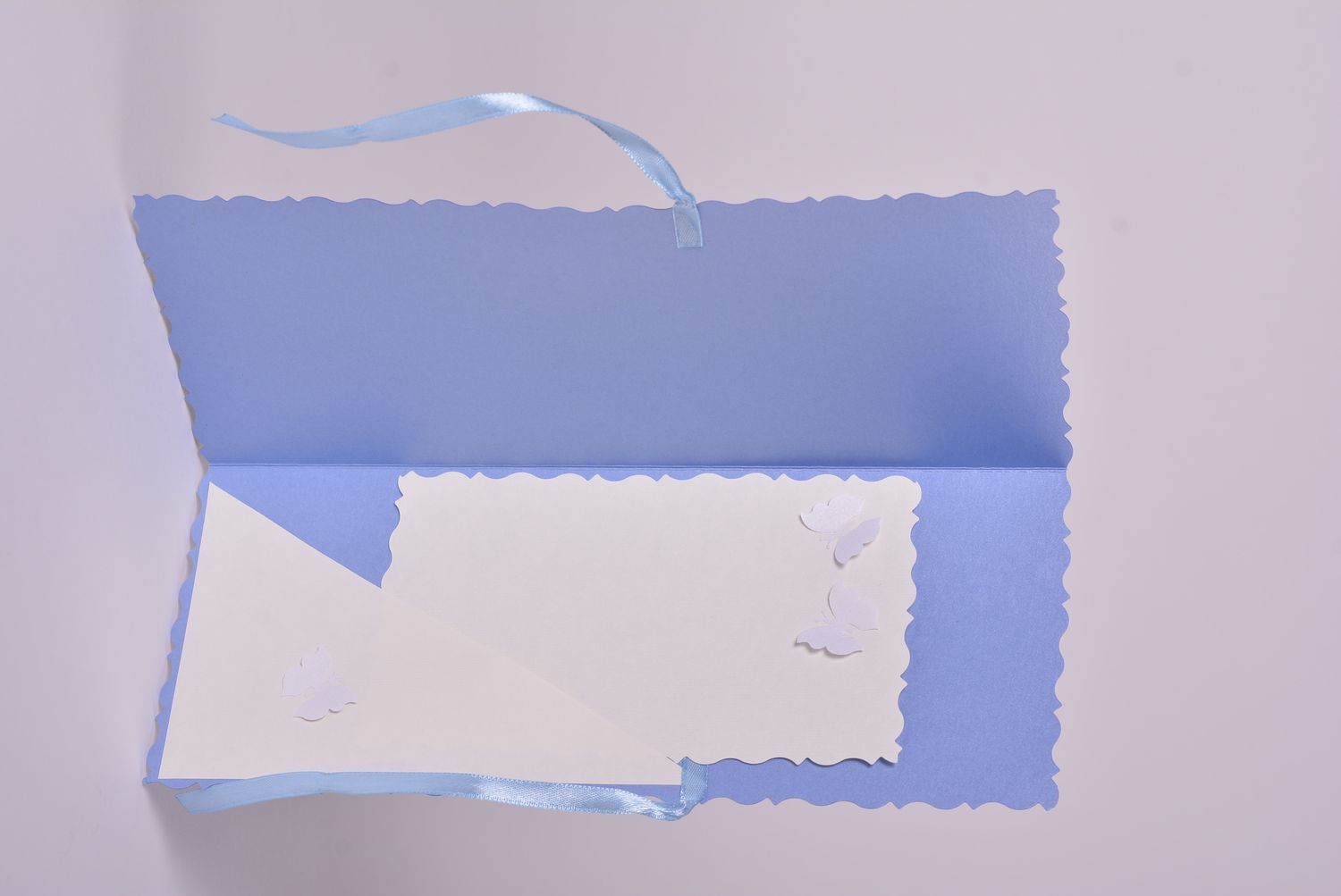 Carte de voeux insolite faite main bleue en carton avec fleurs Petit cadeau photo 5