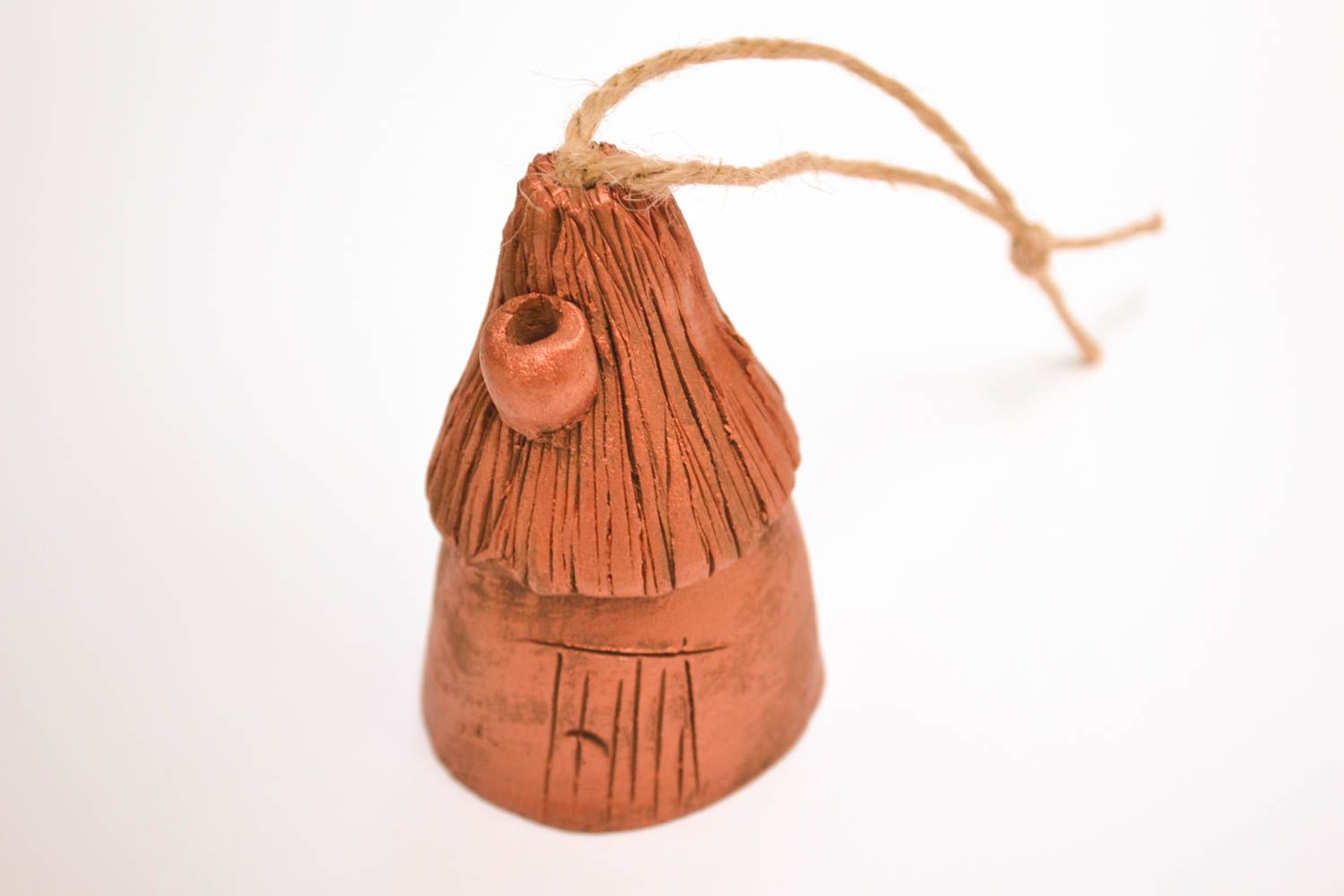Колокольчик из глины ручной работы керамический колокольчик глиняный сувенир Дом фото 4