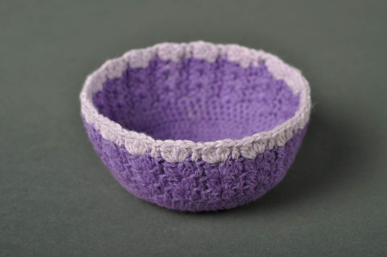 Korb rund handmade Ring Schatulle Geschenk für Frau Aufbewahrung Box lila weiß foto 4
