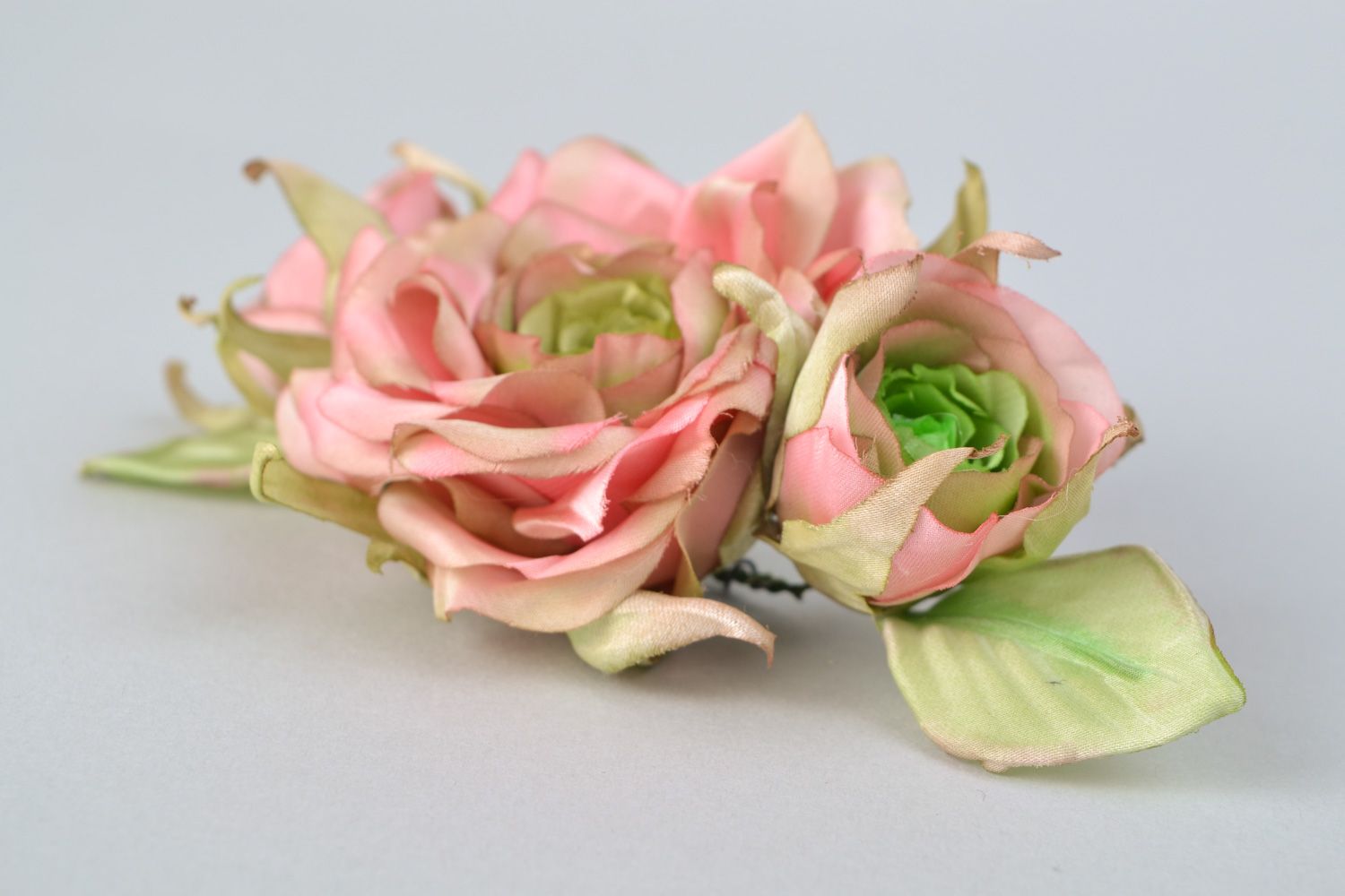 Handmade silk flowers DIY hair clip photo 3