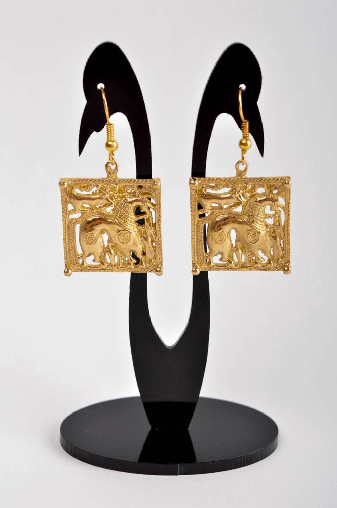 Metall Schmuck handgemacht lange Ohrhänger Ohrringe für Damen stilvoll schön foto 2