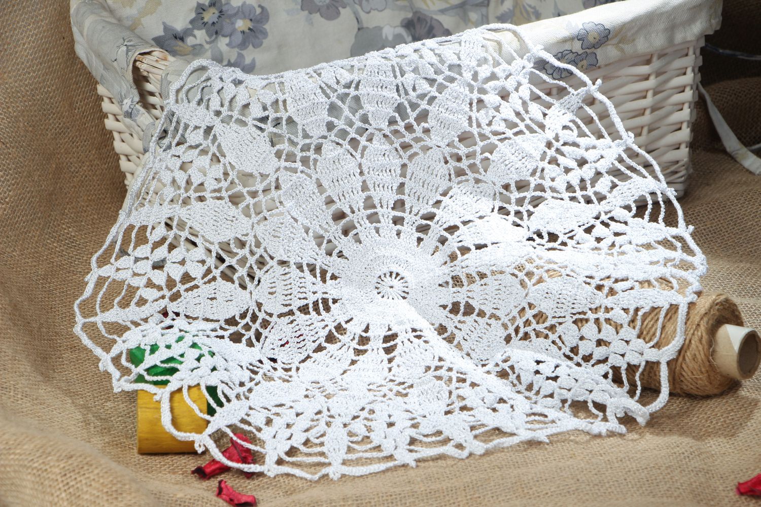 Small lacy crochet napkin photo 5