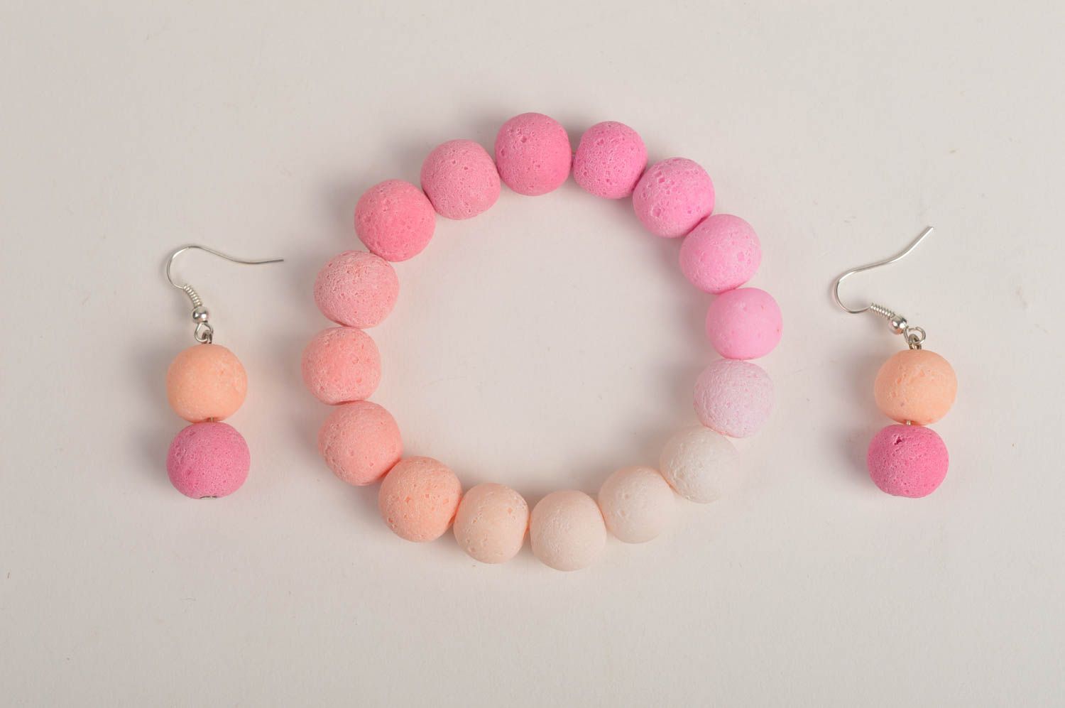Wrist bracelet fashion earrings polymer clay jewelry pink beads women jewelry  photo 3