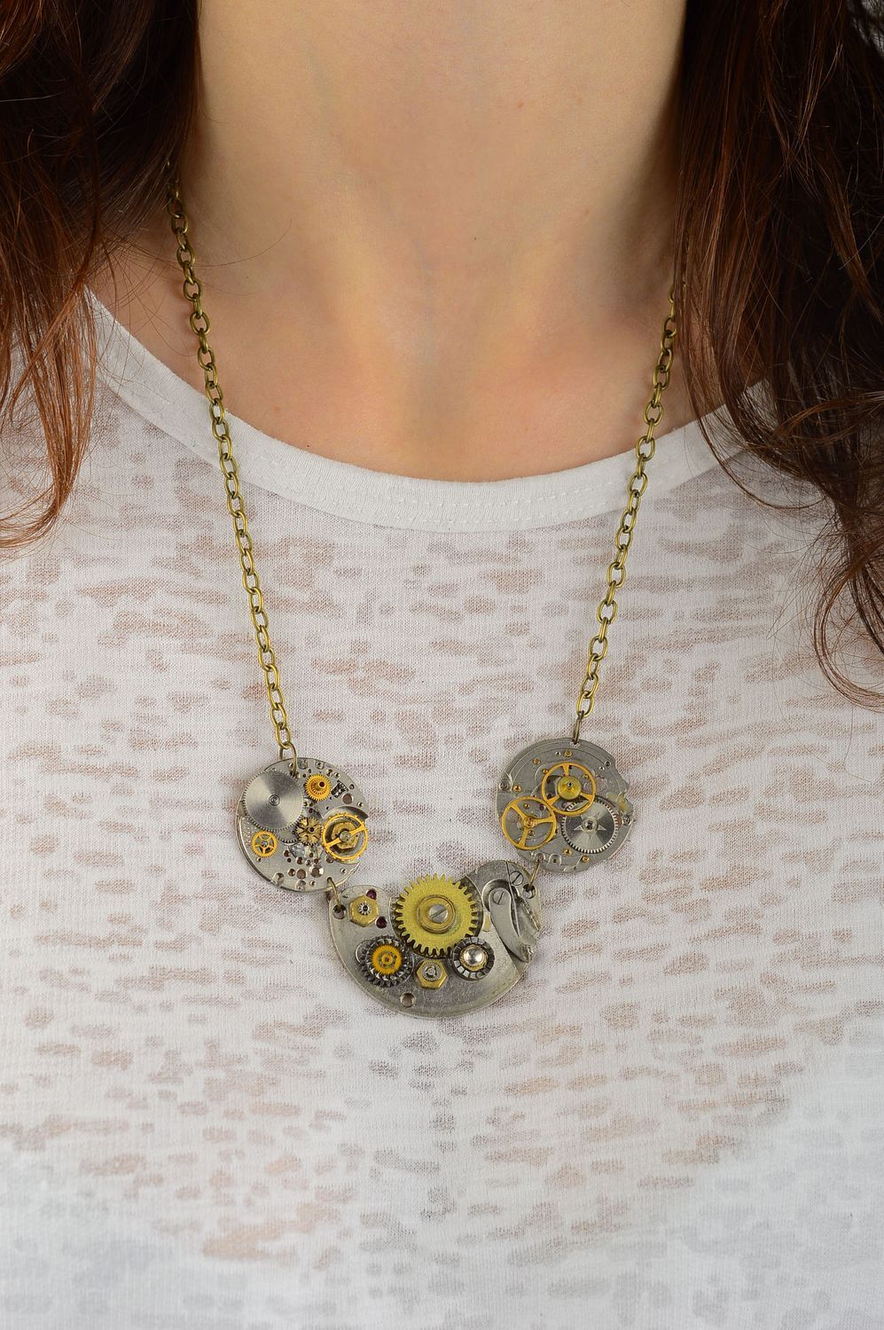 Designer handmade steampunk jewelry steampunk pendant chain necklace for  women