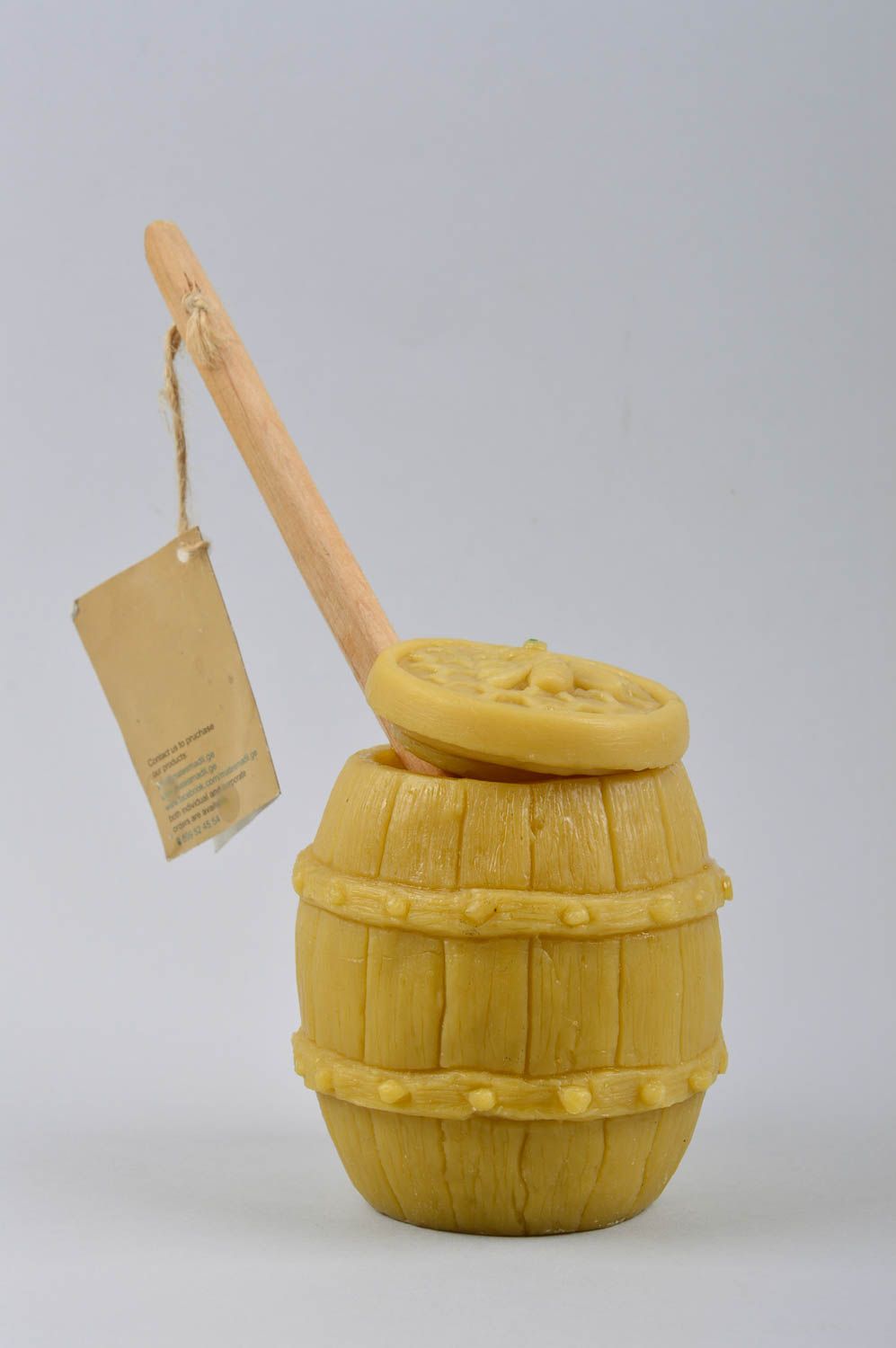Handmade barrel for honey bowl for honey handmade tableware made of wax photo 2