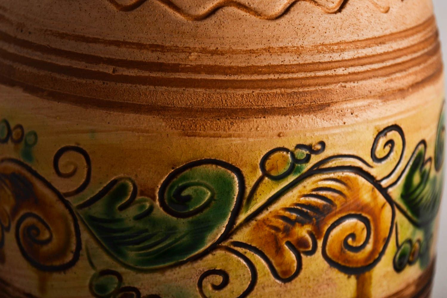 Ton Flasche handgemachte Keramik Flasche Geschenk bemalt Becher aus Ton  foto 4