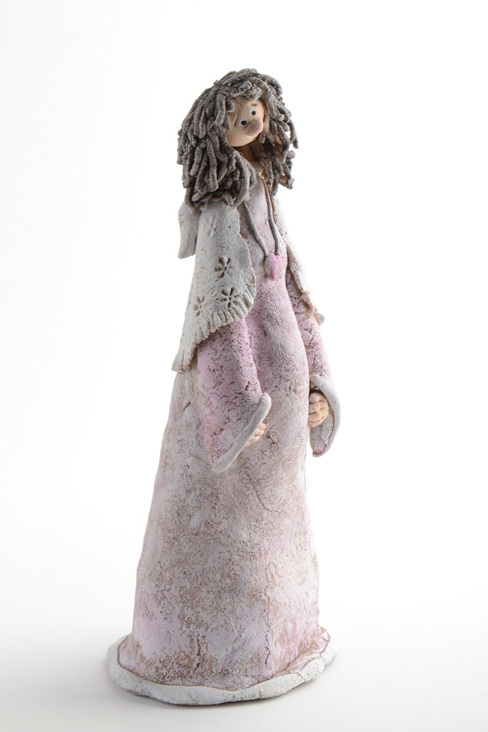 Handgemachte bemalte Figurine aus Polymerton Engel der Erwartungsfreude für Frau foto 2