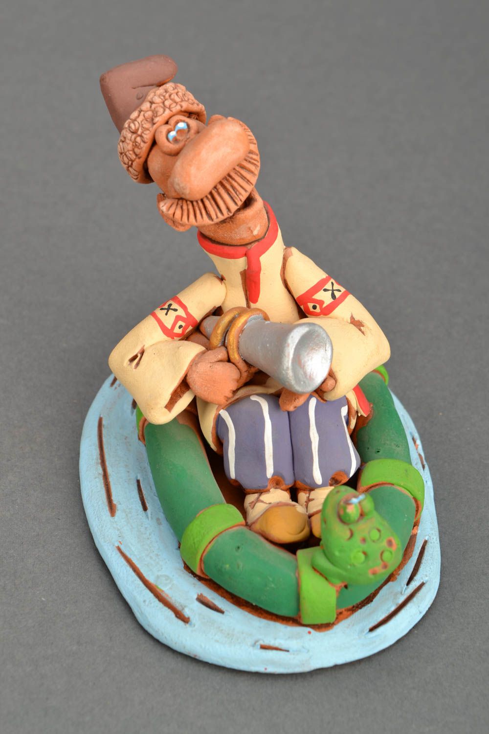 Figurine en terre cuite Chasseur en bateau  photo 3