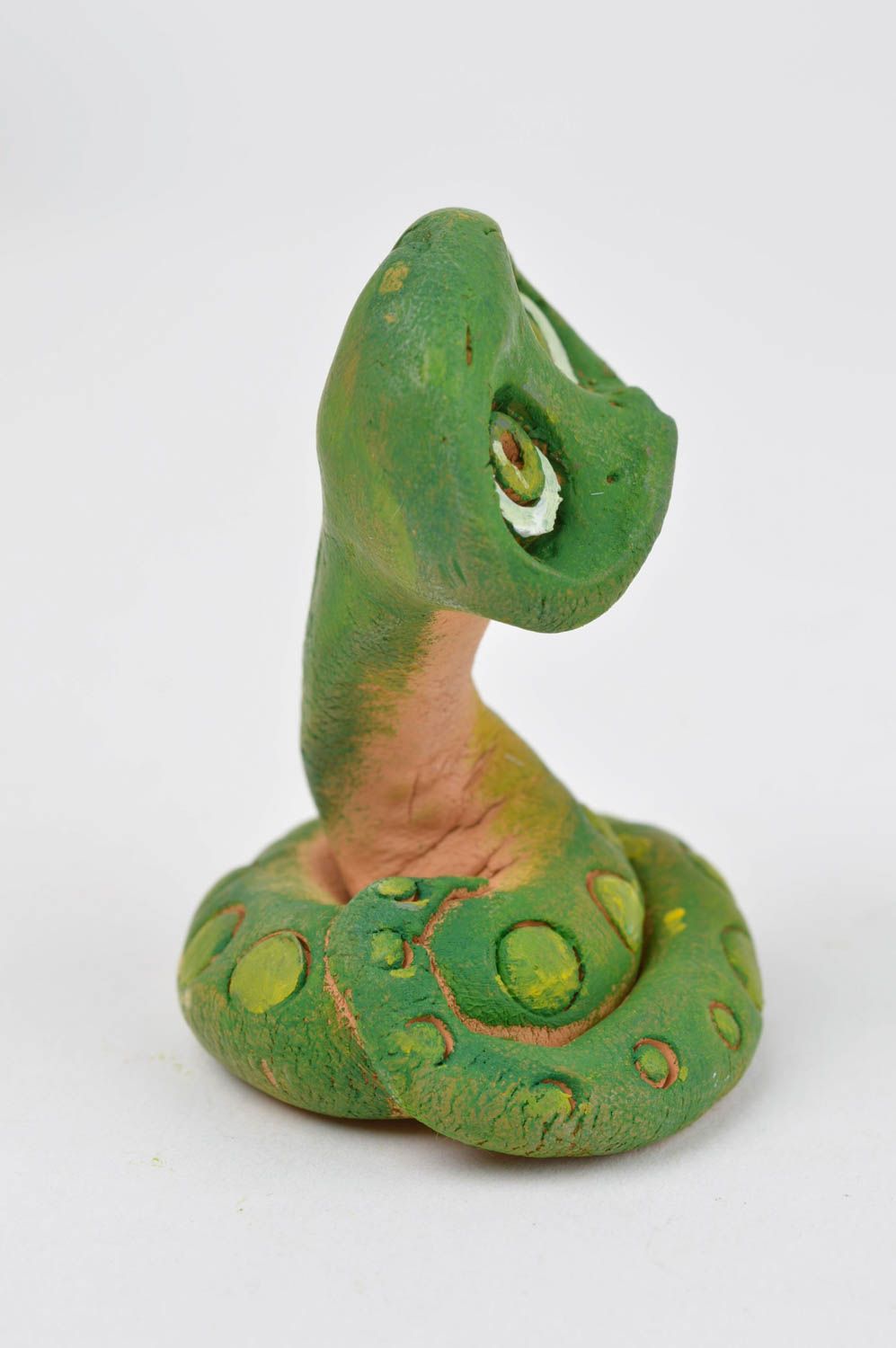 Handmade ceramic snake stylish clay souvenir unusual interior decor toy photo 3