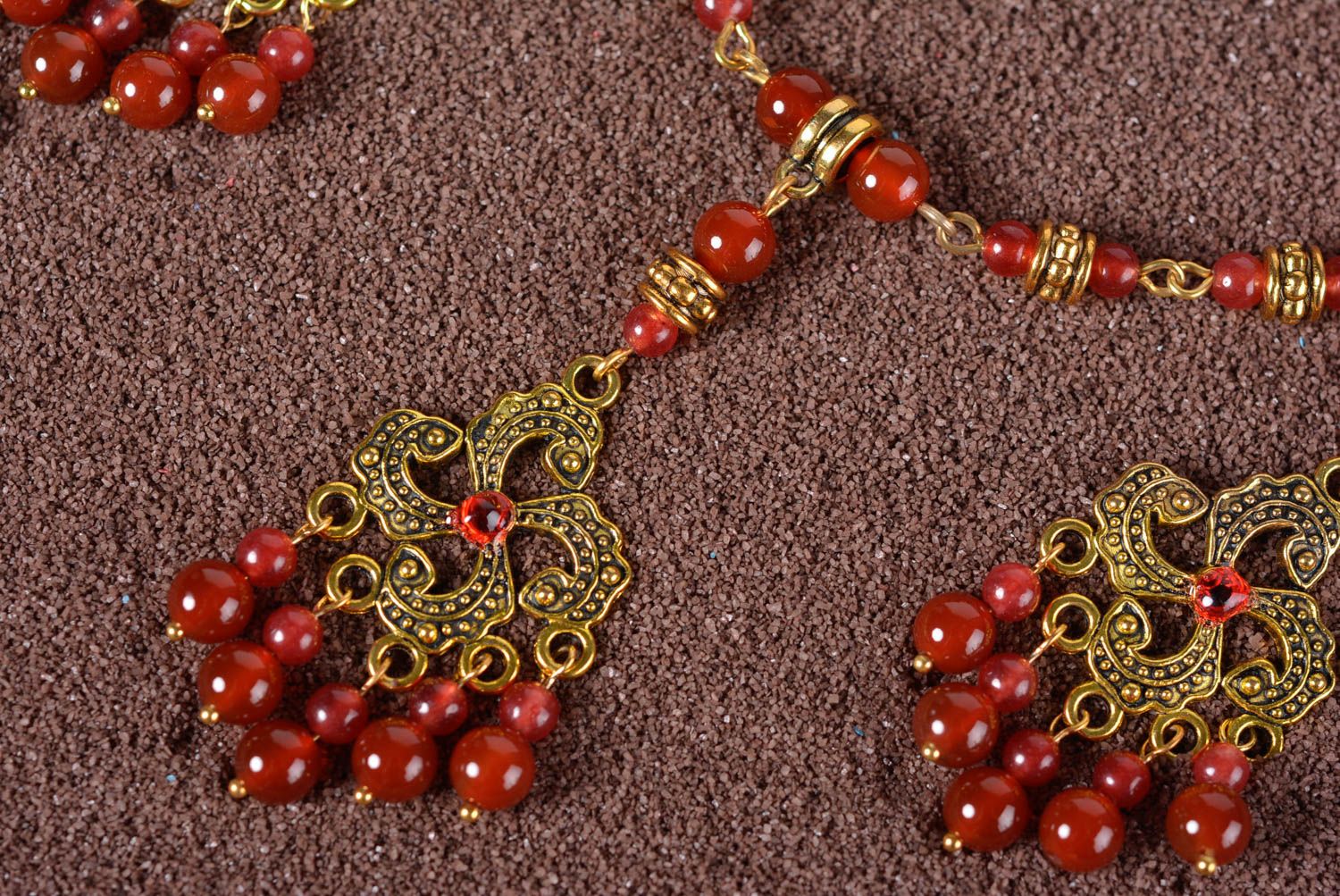 Designer necklace beaded handmade jewelry natural stones present for women photo 2
