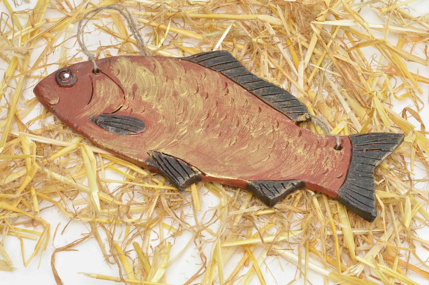 Панно на стену подарок ручной работы стильное панно декоративное в виде рыбы фото 1