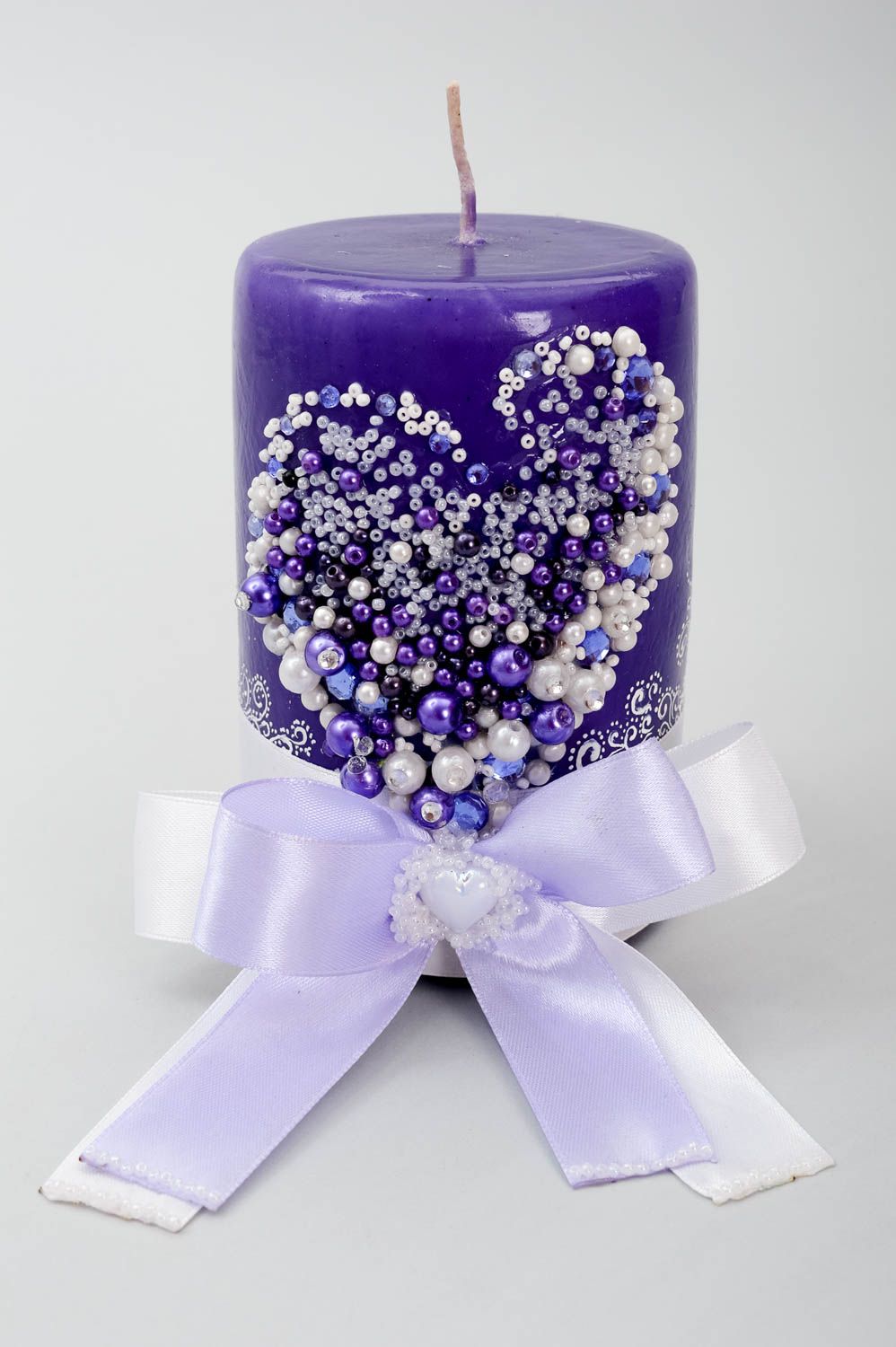 Wedding lavender pillar candle 5,12 inch birthday candle for women 1,44 lb photo 2