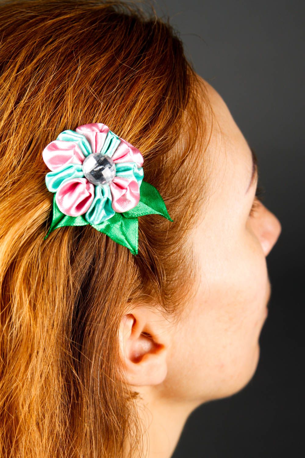 Handmade kanzashi barrette satin hair hair clip flower accessories satin jewelry photo 2