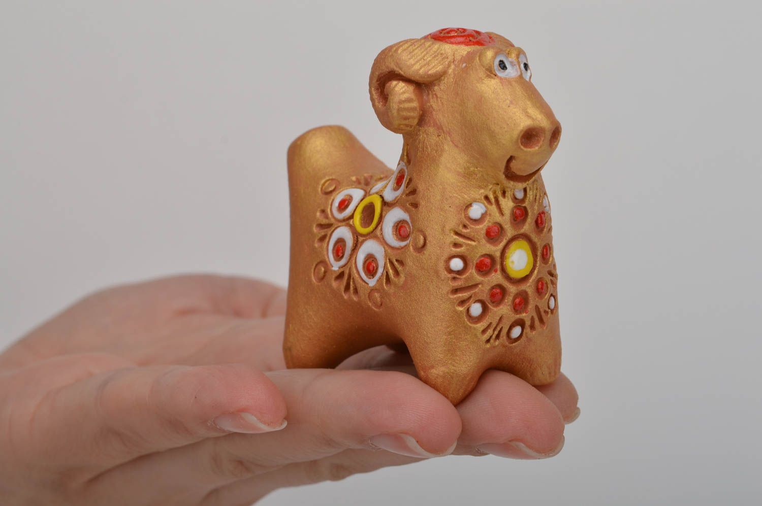 Beautiful children's handmade designer clay penny whistle toy lamb with painting photo 3